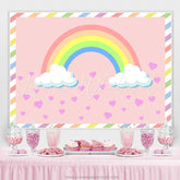 Lofaris Pink Heart And Rainbow Themed Baby Shower Backdrop